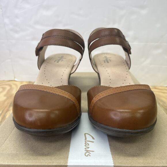 Clarks Valarie Rally Sandals Womens Sz 9.5M Brown Mahogany Block Heels Prairie - Picture 5 of 13